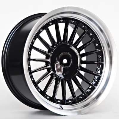 Forzza Replica Steel 8X17 5X120 ET20 74,1 Black Machined Lip Chrome Rivets