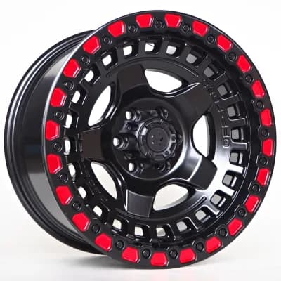 Forzza Replica OF3 (4x4) 9X17 6X114,3 ET10 66,1 Matt Black + Red Line